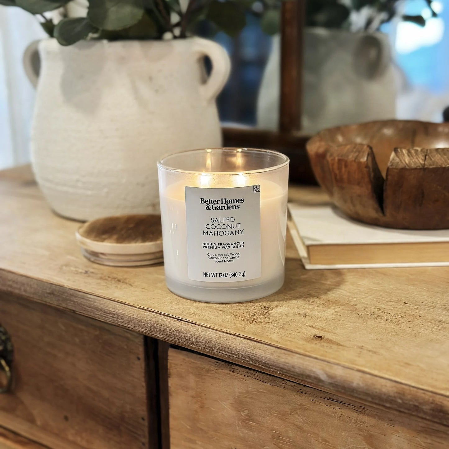 Better Homes and Gardens 2-Wick Salted Coconut Mahogany Candle